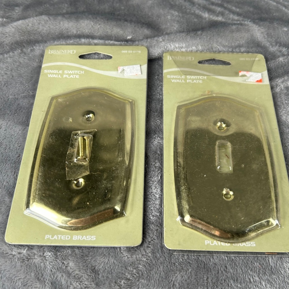 Brainerd Plated Brass Single Switch Wall Plate Set of 2 Vintage 2003 Please read
